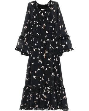 Zimmermann Bird-print Ruffled Dress - ブラック