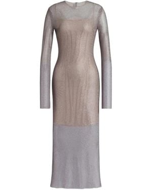Alberta Ferretti Two-Tone Mesh Dress With Fitted Silhouette - Grey