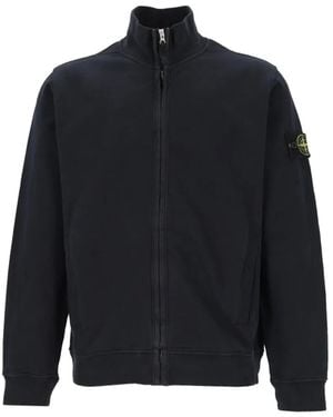 Stone Island 6100066 Brushed Organic Cotton Fleece Regular-Fit Track Jacket With Ribbed Inserts - Blue