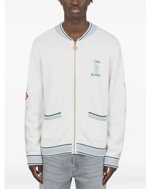 CASABLANCA Cardigan Aus Logo-Jacquard - Weiß
