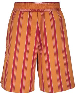 ODEEH Striped High-Waisted Shorts - Orange