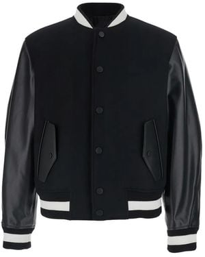 Givenchy Leather-Sleeve Bomber Jacket - Black