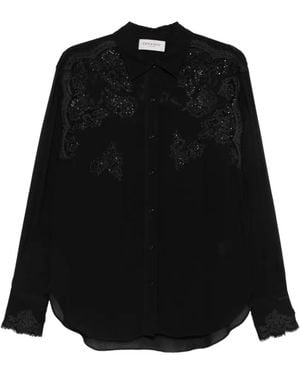 ERMANNO FIRENZE Chemise À Empiècements En Dentelle Ornée De Sequins - Black