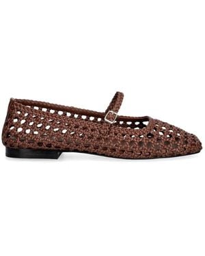 Souliers Martinez Paris Woven-Leather Ballet Flats - Brown