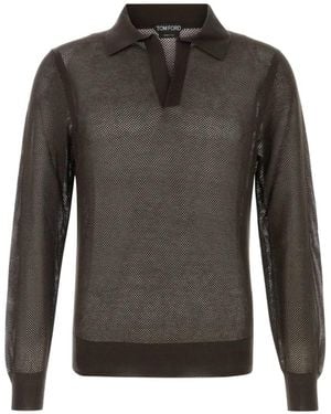 Tom Ford Long-Sleeved Mesh T-Shirt - Grey