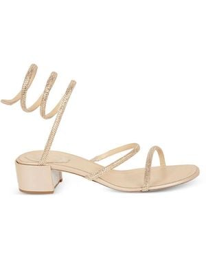 Rene Caovilla Sandales Cleo À Ornements En Cristal - Natural