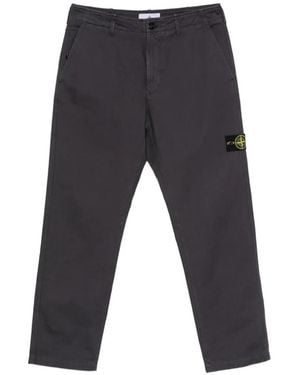 Stone Island Logo-Patch Straight-Leg Trousers - Grey