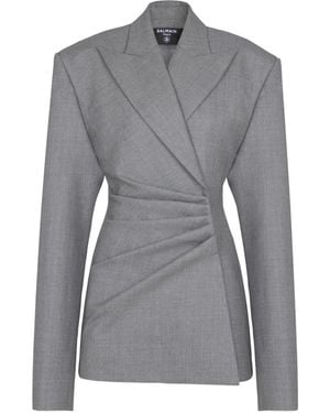 Balmain Peak-Lapels Blazer Dress - Grey