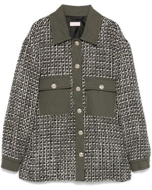 Liu Jo Bouclé Spread-Collar Fitted Jacket - Grey