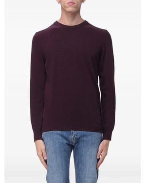 Brooksfield Logo-Embroidery Crewneck Wool Sweater - Purple