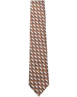 Emporio Armani Geometrisch Gemusterte Seidenkrawatte - Weiß