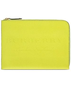 Burberry Logo-Debossed Briefcase - Yellow