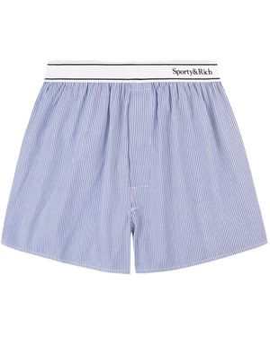 Sporty & Rich Striped Waistband Shorts - Blue