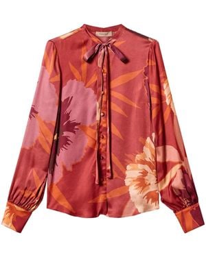 Twinset Floral-Print Satin Shirt - Red