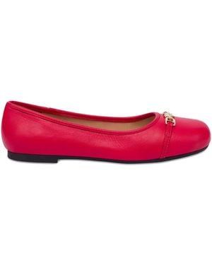Love Moschino Heart-Plaque Ballerina Shoes - Red