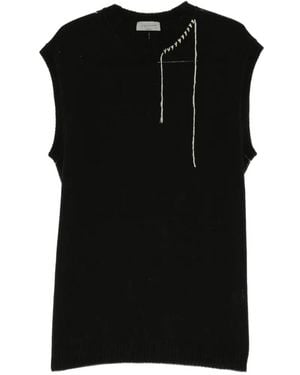Yohji Yamamoto Top Mit Kontrastnähten - Schwarz
