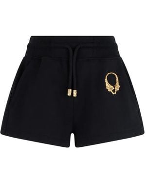 Roberto Cavalli Shorts Mit Tigermotiv Und Kordelzug - Blau