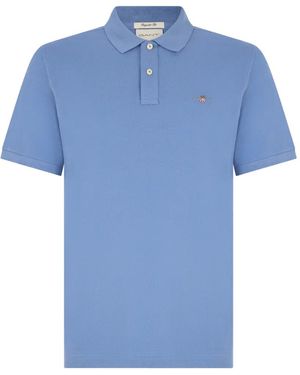 GANT Logo-Embroidered Short-Sleeve Polo Shirt - Blue