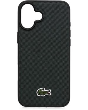 Lacoste Logo-Patch Textured Iphone 16 Case - Black