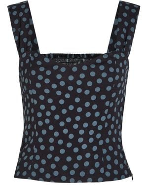 Reformation Hester Polka Dot Strap Top - Black