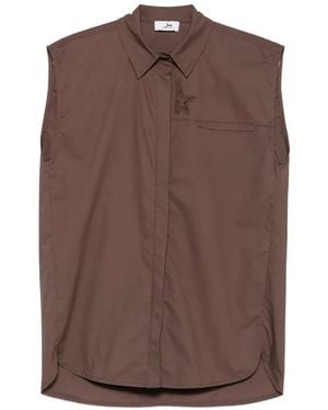 Marc Ellis Sleeveless Logo-Embroidered Shirt - Brown