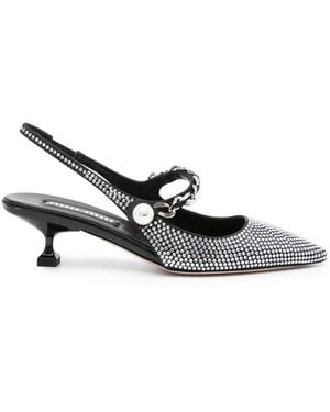 Miu Miu Escarpins Pointus À Ornements - Noir