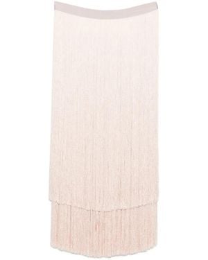 Elisabetta Franchi Fringed Layered Midi Skirt - White