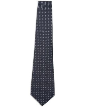 Kiton Micro-Pattern Silk Tie - Blue