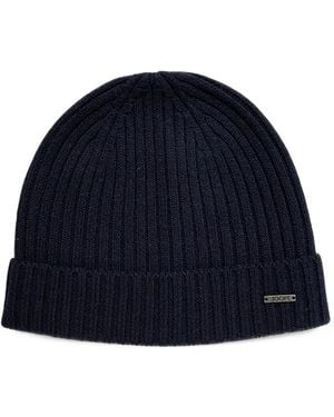 Joop! Francis Ribbed-Knit Beanie Hat - Blue