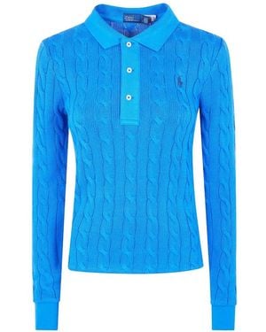 Polo Ralph Lauren Cable-Knit Polo Shirt - Blue