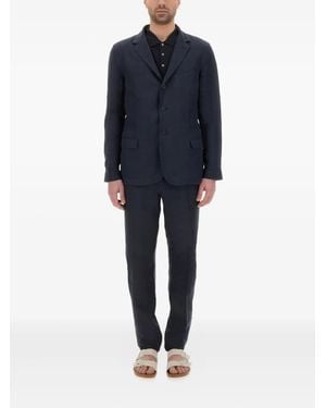 120% Lino Pak Met Enkele Rij Knopen - Blauw