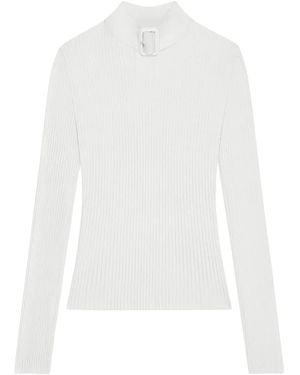 Courreges Buckle-Neck Ribbed Jumper - White