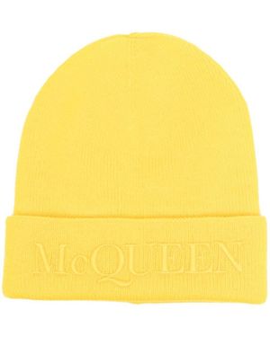 Alexander McQueen Logo-Embroidered Cashmere Beanie - Yellow