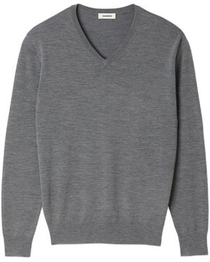 Sandro V-Neck Wool Jumper - Grey
