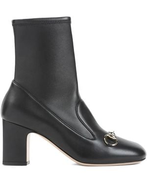 Gucci 75Mm Leather Boots - Black