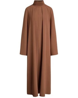 12 STOREEZ High-Neck Pleated Maxi Dress - Brown