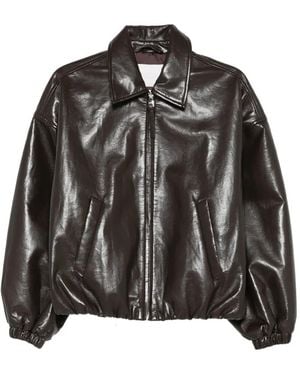 Citizens of Humanity Bubble-Hem Leather Bomber Jacket - Black