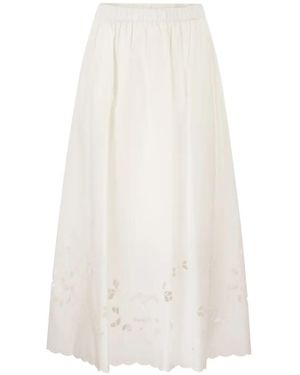 Weekend by Maxmara Caravan Embroidered Midi Skirt - White