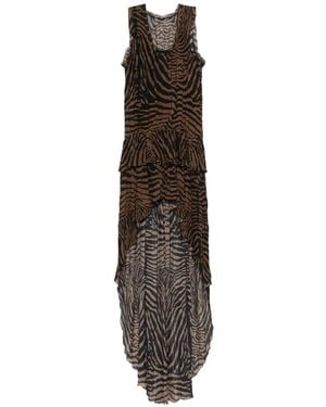Blumarine Ruffled Zebra-Print Mini Dress - White