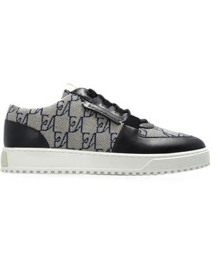 Emporio Armani Monogram-Print Leather Trainers - White