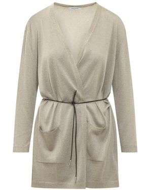 Gran Sasso Belted Patch-Pocket Cardigan - White