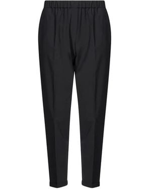 Antonelli Rosalba Cigarette Elasticated-Waistband Cropped Trousers - Black