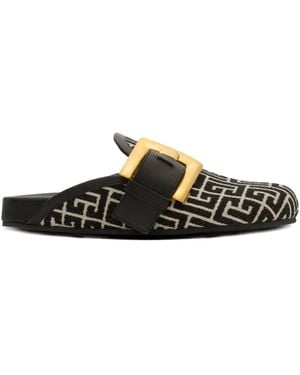 Balmain Anthem Jacquard Slippers - Black