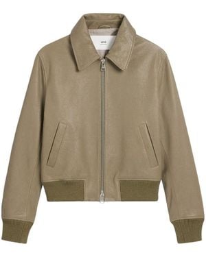 Ami Paris Leather Jacket - Natural