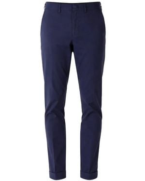 Fay Slim-Fit Turn-Up Pants - Blue