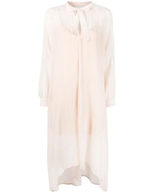 Fabiana Filippi Graphic-Print Long-Sleeve Midi Dress - Pink