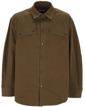 Off-White c/o Virgil Abloh Logo-Print Flap-Pocket Shirt - Brown
