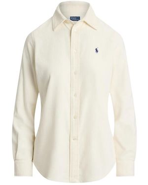 Polo Ralph Lauren Corduroy Long-Sleeve Collared Shirt - White