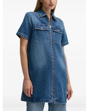 A.P.C. Denim Mini-Jurk Met Zak Aan De Voorkant - Blauw