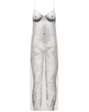Moschino Graphic-Print Slip Dress - White